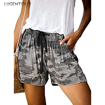 

High Waist Shorts Women Plus Size Fashion Print Summer New Casual Loose Drawstring Terylene Womens Shorts Lugentolo