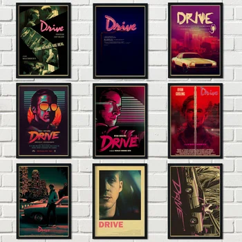 

European and American classic car movie Drive starring Gosling retro art kraft poster wall sticker family wall decoration a13