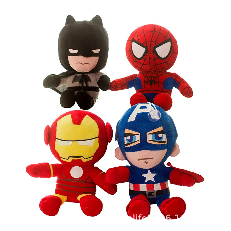 25 см Marvel мстители супергерой плюшевые игрушки куклы Капитан Америка, Железный человек Человек-паук Локи Тор Бэтмен плюшевые мягкие игрушки