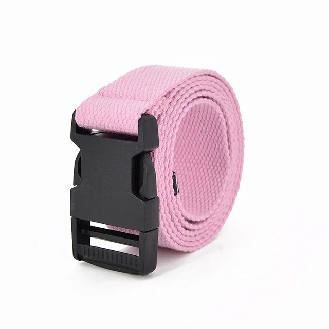Pink Модный черный холщовый ремень для женщин, повседневные женские поясные ремни с пластиковой пряжкой Harajuku, однотонные длинные ремни Ceinture Femme - Цвет: Pink
