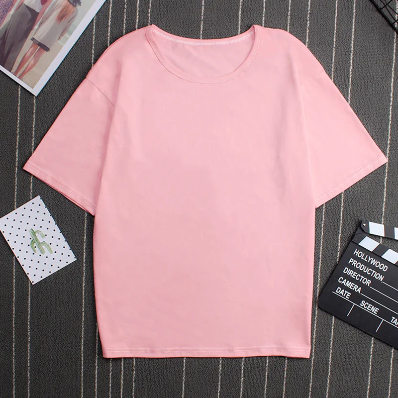Poleras Mujer De Moda футболка веселое Harajuku Vogue футболка Kawaii футболка "Аниме" топы эстетические Пикачу Розовая Одежда - Цвет: solid color