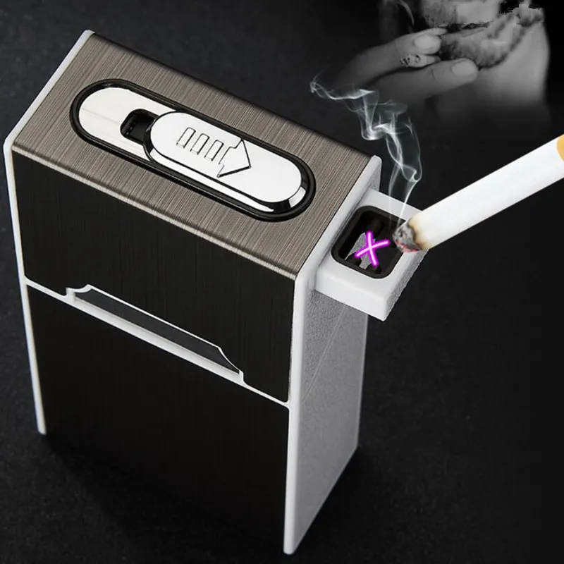 

Cigarette case Double arc lighter USB charging electronic windproof flameless cigar lighters