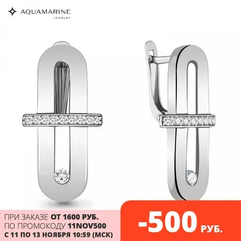 

AQUAMARINE earrings with cubic zirconia, silver 925