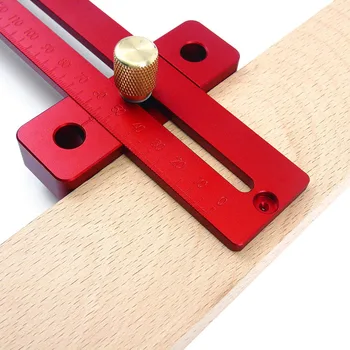 

T-170-370mm Red Scale Measure Woodworking T-type Hole Ruler Marking Hand Tools
