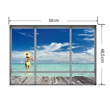 YM1032 креативный стерео 3D поддельный оконный проем наклейки тропические пляжные наклейки украшение гостиной стиль Горячая Распродажа