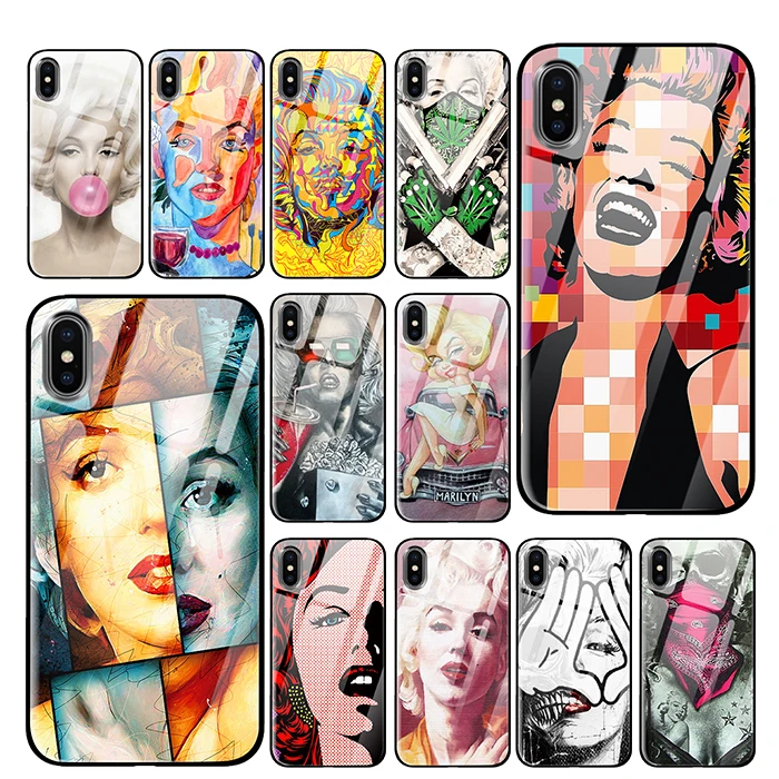 Мэрилин Монро закаленное стекло телефонные чехлы для iPhone 5 5S SE 6 6s 7 8 Plus X XS Max XR задняя крышка