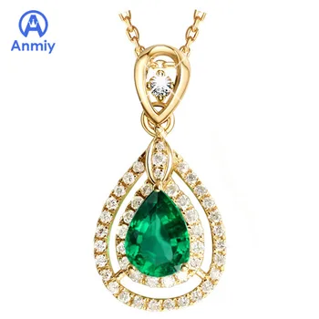 

Anmiy New High-end Group Zircon Drop-shaped Color Treasure Pendant Women's Color-Jewelry