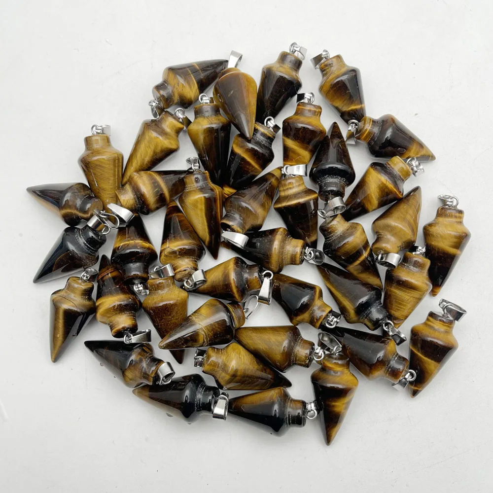 

Fashion natural stone pendulum Tigereye circular Cone Tapered charms pendant for jewelry making accessories 50pcs free shipping