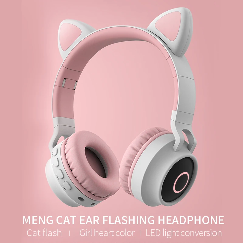 

Cat Ear Noise Cancelling Headphones Bluetooth 5.0 Kids Headset Support TF Card 3.5mm Plug With Microphone
