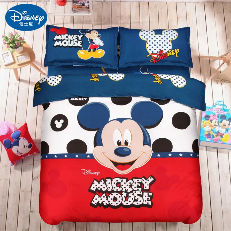 Комплект постельного белья из 4 предметов с Микки Маусом; домашний текстиль; детское постельное белье с Микки Маусом; Комплект постельного белья для мальчиков и девочек; Дисней
