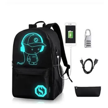 

USB Charge Men Backpacks Luminous School Backpack For Teenage Boy Laptop Backpack School Bags Anti theft backpacks Sac A Dos