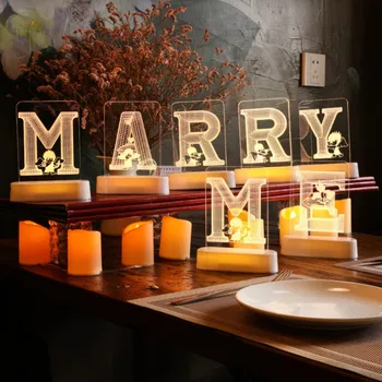 

DIY Marry me LED Night Light English Letter Modeling Light Proposal Decoration Decoration Marquee Sign Alphabet 3D Wall Hanging