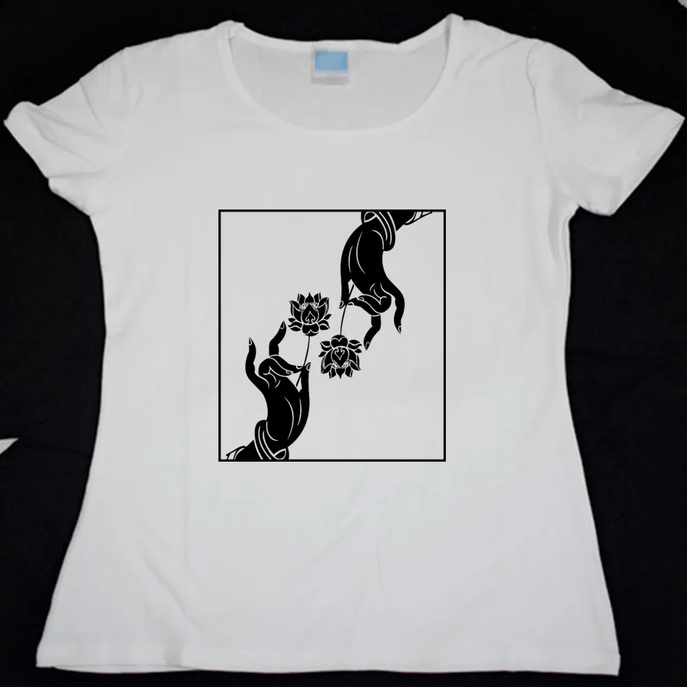 

Art Ladies Fashion Print White T-Shirt Summer Lycra Cotton Short Sleeve Women's T-Shirt New High Quality Crop Female Tops