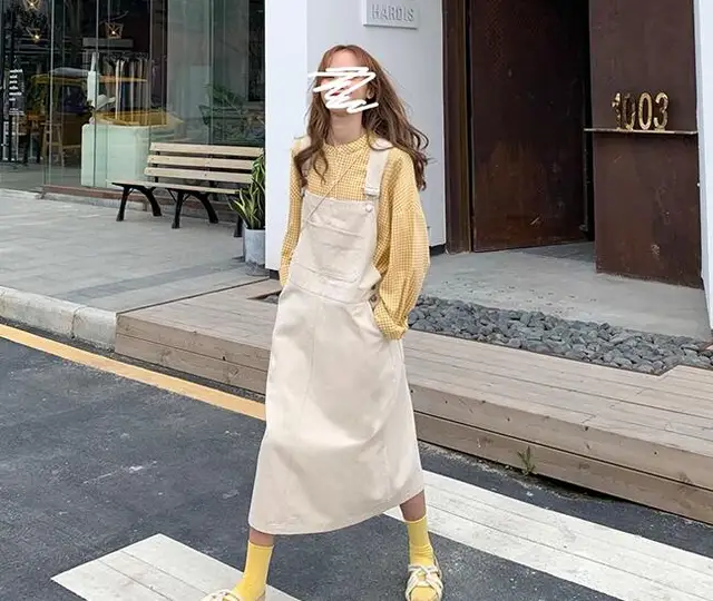 white overalls dress