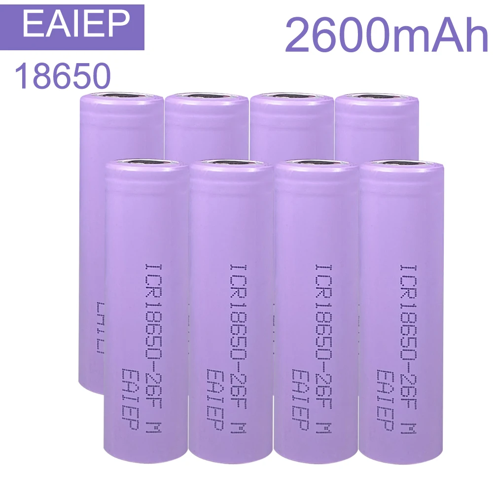 EAIEP 8 шт 18650 2600mah перезаряжаемый аккумулятор для электронных сигарет 3,7 v аккумуляторная батарея 18650 батареи