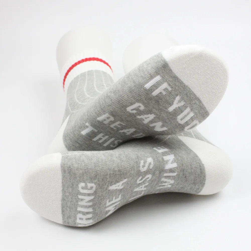New Custom wine socks humor words printed If You can read this Bring Me a Glass of Wine Cotton casual unisex | Мужская одежда