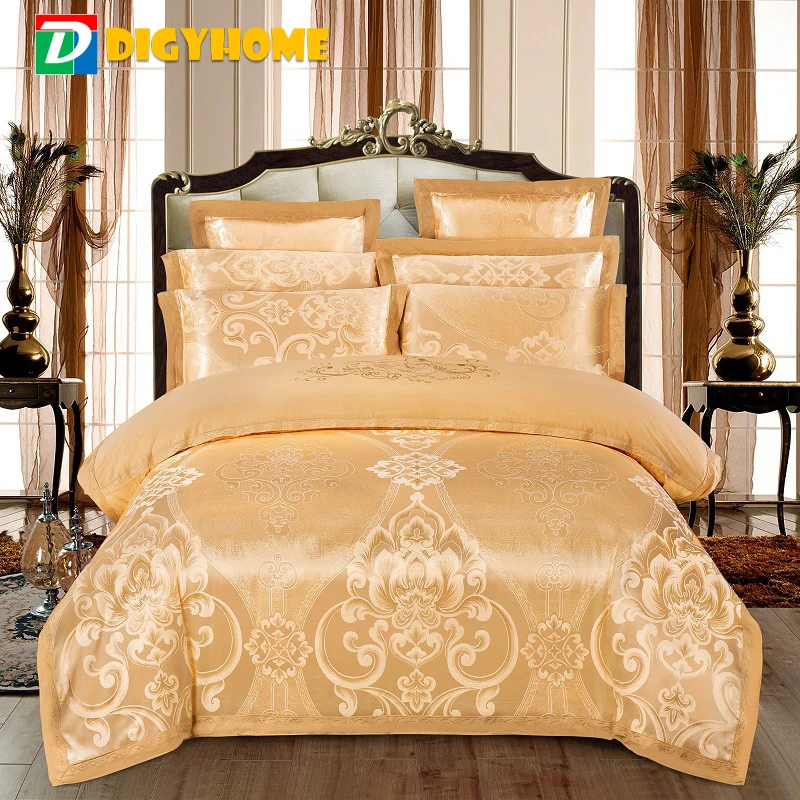 

Cotton Jacquard Bedding Set Satin Luxury Flowers Style Fashion Duvet Cover Bed Sheet Pillowcases 4pcs Wedding Bed Linen Set