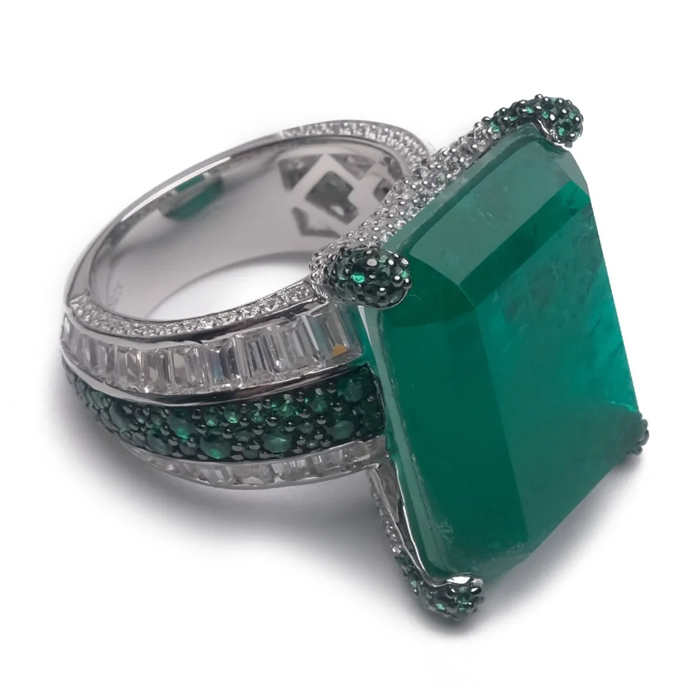 Local focal Fashion 925 Silver simple rectangle design ring