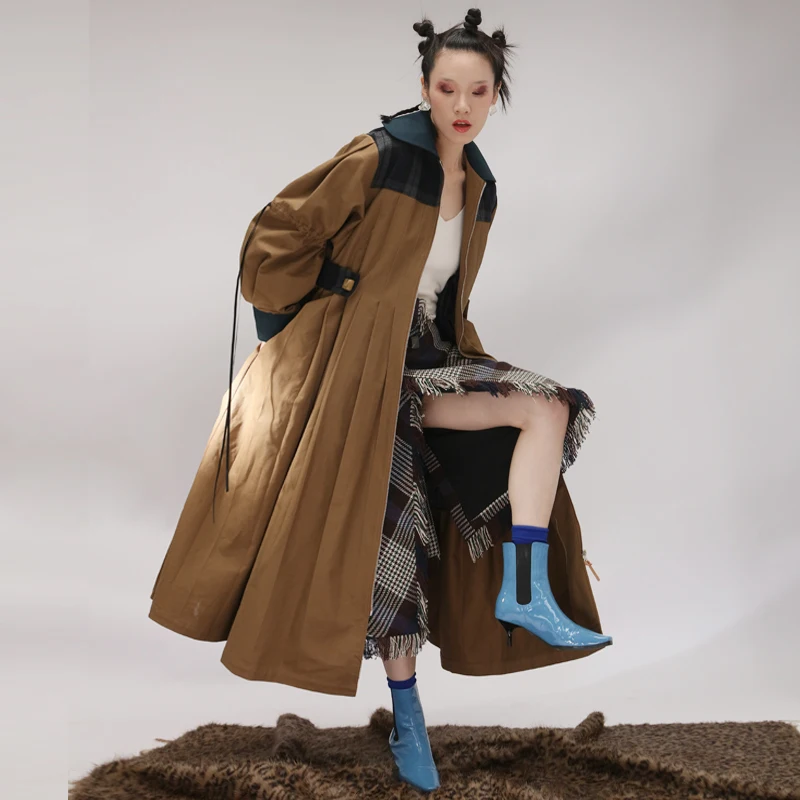 IRINAL07 FW коллекция плиссированные с большим низом длинное плотное пальто для женщин