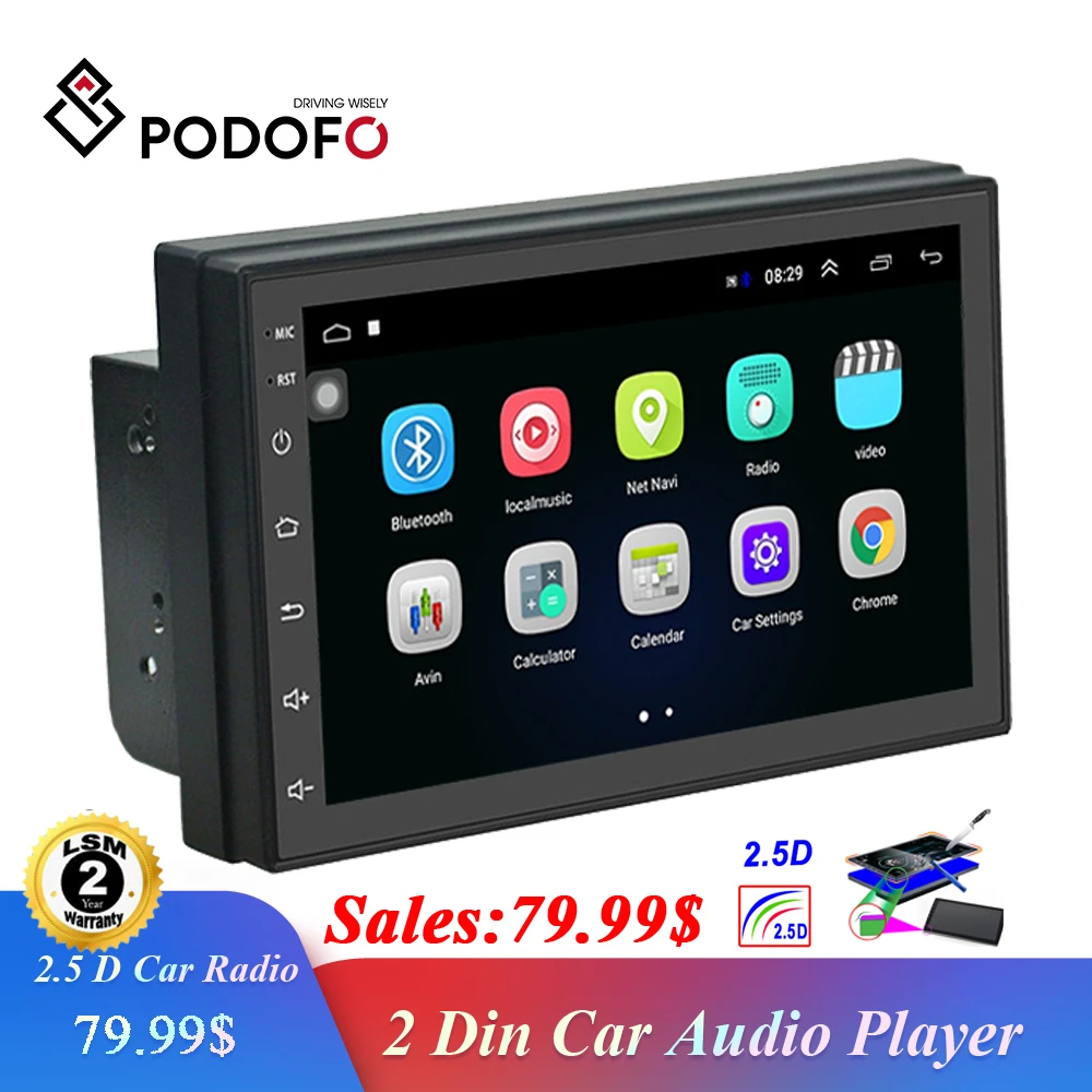 Podofo 2.5D Android GPS Auto Radio Multimedia Player 7 ''Touchscreen Autoradio Bluetooth FM WIFI AU
