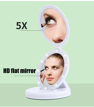

Lighted Travel Makeup Mirror Compact Folding USB Charge or Batteries Operated AIA99