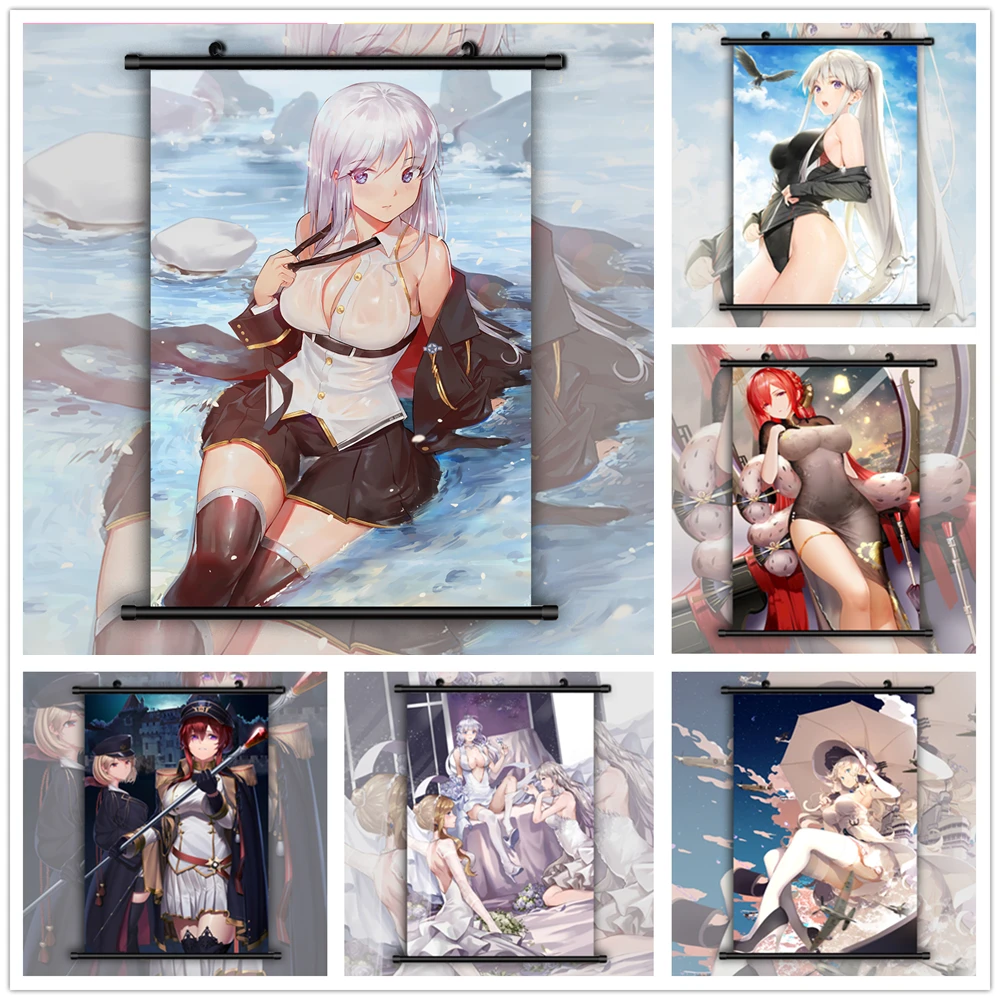 Azur Lane Enterprise Monarch Illstrious Washington Аниме Манга настенный плакат прокрутка | Дом и сад