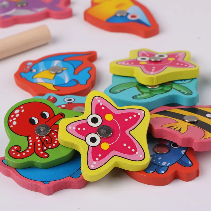 Детские деревянные магнитные игры для рыбалки, развивающие игрушки, детские игрушки, магнитные игры для рыб