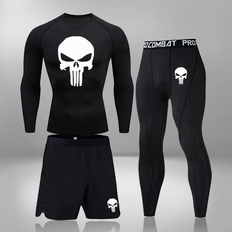 Gym Fitness Clothes Running Jogging Sport Wear Workout Tights Compression Sports Suit 3 Pcs/Set Mens Thermal Underwear 5