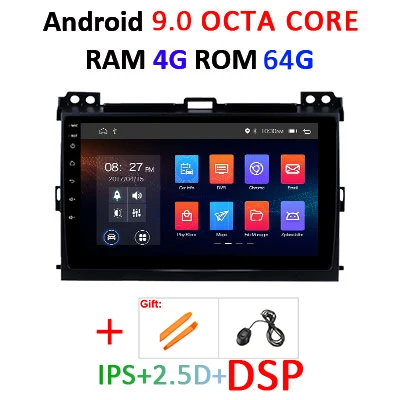 4G 64G NO CANBUS-DSP Ips DSP Android 9,0 4G 64G gps мультимедийный экран для Toyota LAND CRUISER Prado 120 Lexus GX470 навигационное радио Восьмиядерный без DVD - Цвет: 4G 64G NO CANBUS-DSP