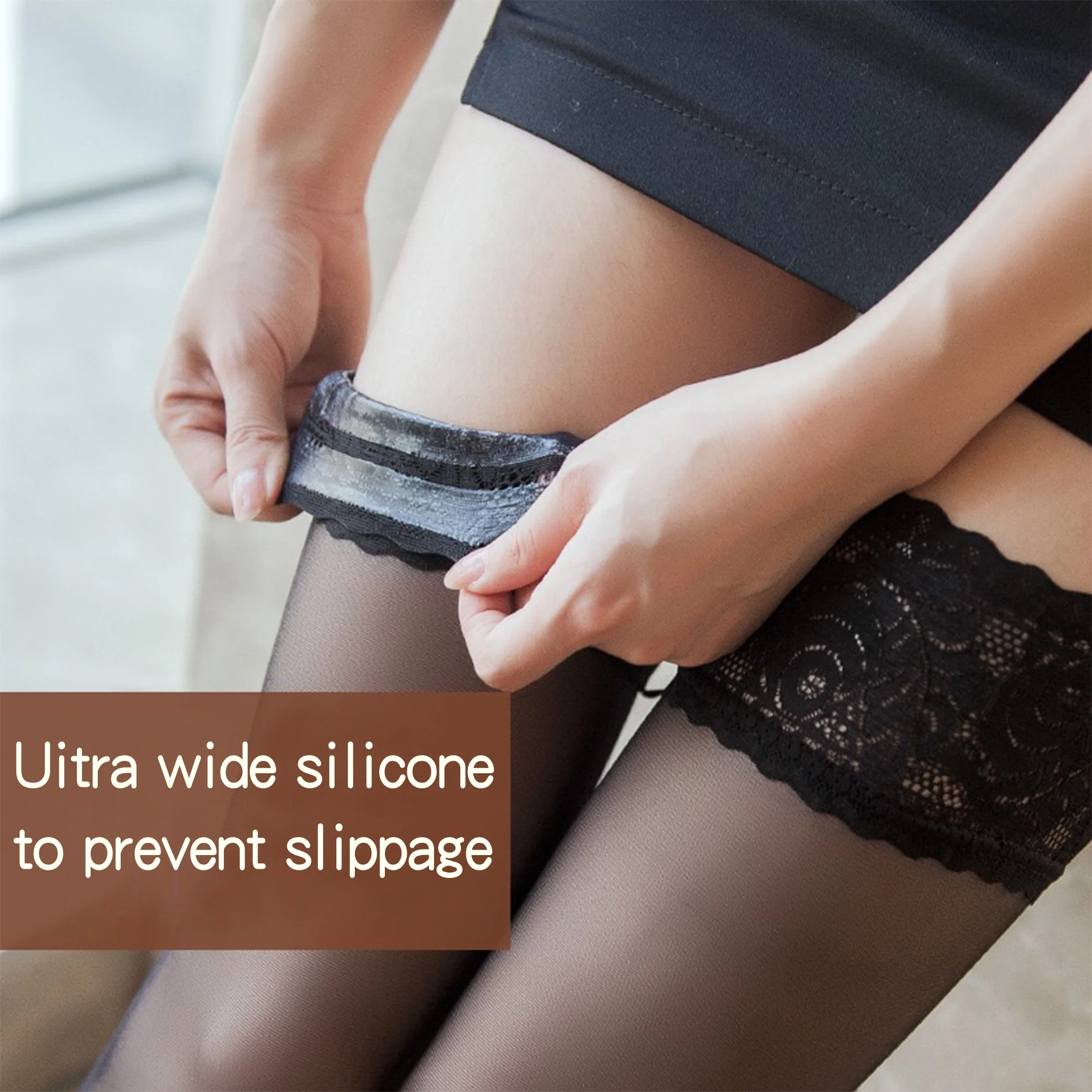 Чулки женские прозрачные высокие эластичные из нейлона с кружевом в сеточку 2020