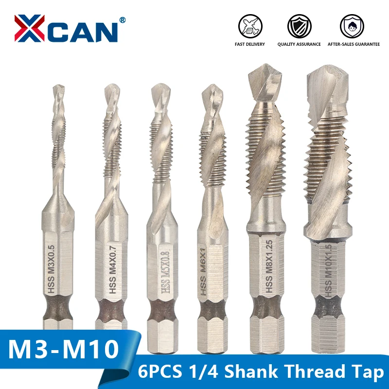 XCAN 6 шт винтовых HSS4341 шестигранным хвостовиком резьбы крана M3 M4 M5 M6 M8 M10