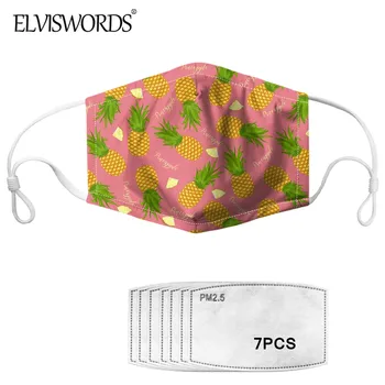 

ELVISWORDS 2020 Pink Mouth Mask WIth 7Pcs PM2.5 Dustproof Reusable Soft Cartoon Pinapple Pattern Mouth-Muffle for Kids