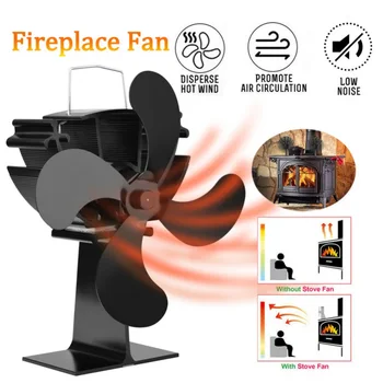 

Household Portable Fireplace 4 Blade Heat Powered Stove Fan Log Wood Burner Eco Friendly Quiet Fan Efficient Heat Distribution