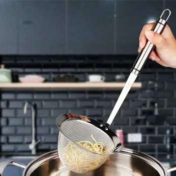 

304 Stainless Steel Tube Handle Powder Fishing Spicy Hot Colander Filter Leak Hot Pot Spoon 14cm