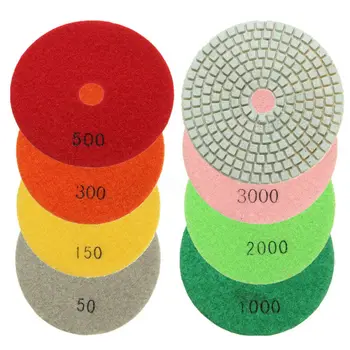 

8pcs 4 Inch Diamond Polishing Pad Set Granite Concrete Marble Grinding Disc Kit For Granite Glass Travertine Concrete Polishing