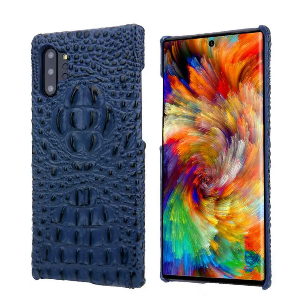 Чехол из натуральной кожи для samsung Galaxy S10 S10E S10 S9 S8 Plus Note10 Plus 9 8 роскошный 3D модель крокодиловой кожи жесткий чехол - Цвет: Blue