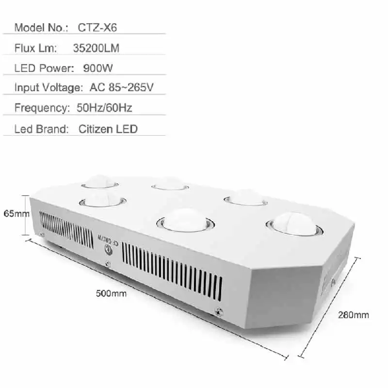 Приглушаемый CREE CXB3590 100 Вт 200 Citizen 1212 900 Светодиодный светильник полного спектра