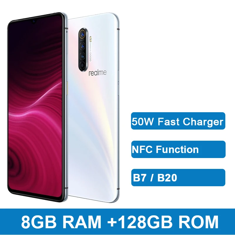 8GB 128GB White Realme X2 Pro X 2 6GB 64GB 6,5 ''мобильный телефон Snapdragon 855 Plus 64MP Quad camera телефон nfc VOOC 50W быстрое зарядное устройство - Цвет: 8GB 128GB White