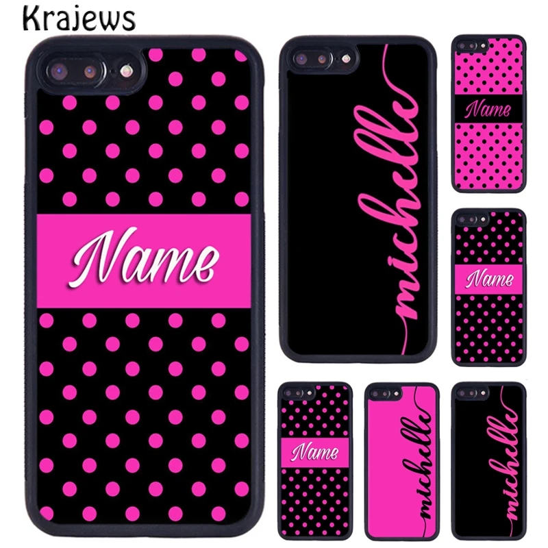 Krajews Pink Personalisd Monogram Custom Initials Phone Case For iPhone 6 7 8 plus 11 12 13 Pro X XR XS Max Samsung S6 S8 S9 S10 | Мобильные