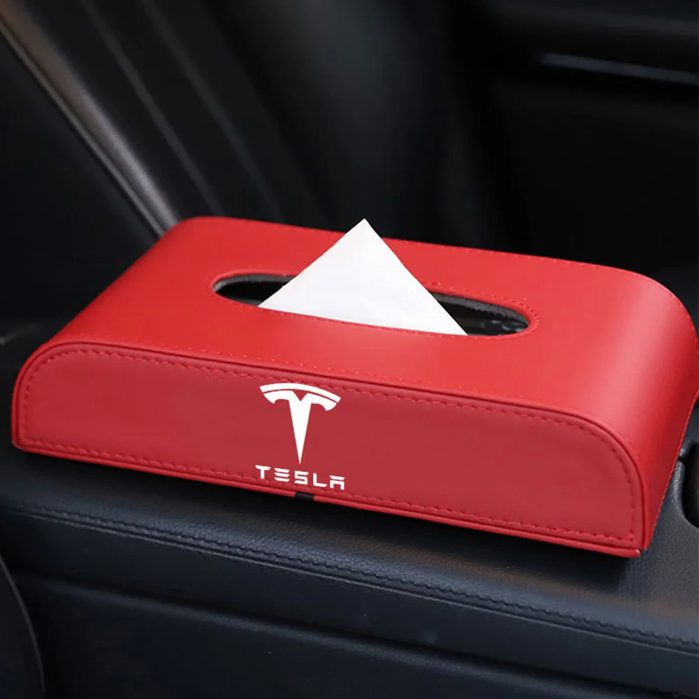 Автомобильный тканевый ящик для Tesla модель 3 модель S модель X Авто Tesla логотип печать подлокотник из искусственной кожи коробка кожаный тканевый чехол аксессуары для интерьера