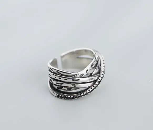 

REAL.925 1PC Sterling Silver fINE Retro Criss Cross Band Long Ring Open adjust GTLJ1668