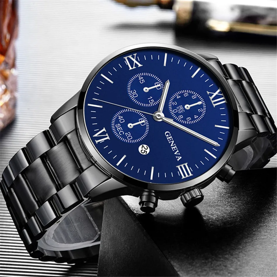 Watch Men Fashion Business Watches Luxury Calendar Clock Man Stainless Steel Quartz Wrist Watch reloj hombre