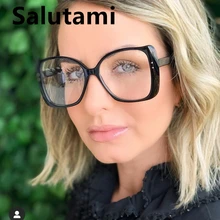 Анти-синий светильник, большие очки, оправа для женщин, большая оправа, брендовые солнцезащитные очки в форме банта, женские компьютерные прозрачные оттенки, черный, оранжевый