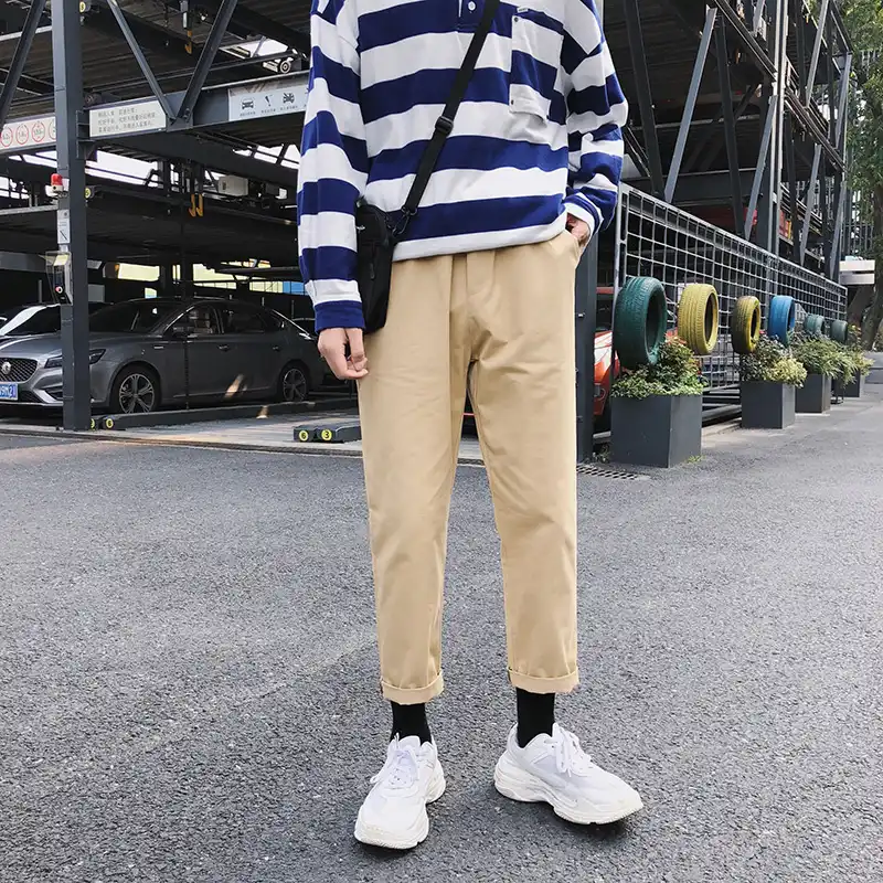 mens drawstring khaki pants