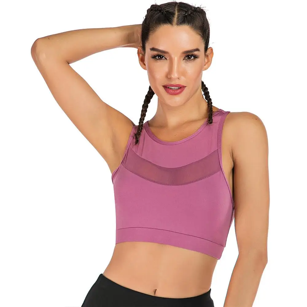 

Sports Bra Sexy Mesh Crop Top Breathable Push Up Bra Top Quick Dry Gym Bra Women Fitness Clothing For Running Jogging Sportswear