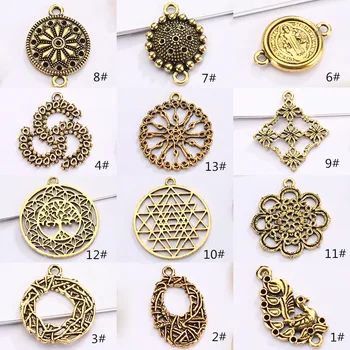 

6pc/lot Alloy Antique Bronze Metal Hollow Flowers Tree Bird Pendants Charms Diy Drop Eearrings Necklace Jewelry Making Findings