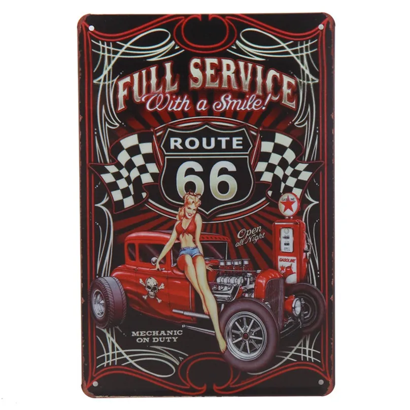 Route US 66 винтажная жестяная вывеска Живопись Искусство железо ретро-наклейки Бар Паб вверх металлическая пластина плакат Гараж Настенный декор H19