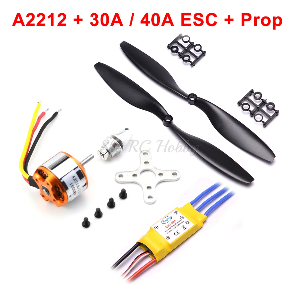 A2212 2212 1000KV 1400KV бесщеточный мотор с внешним ротором 30A / 40A ESC для самолетов