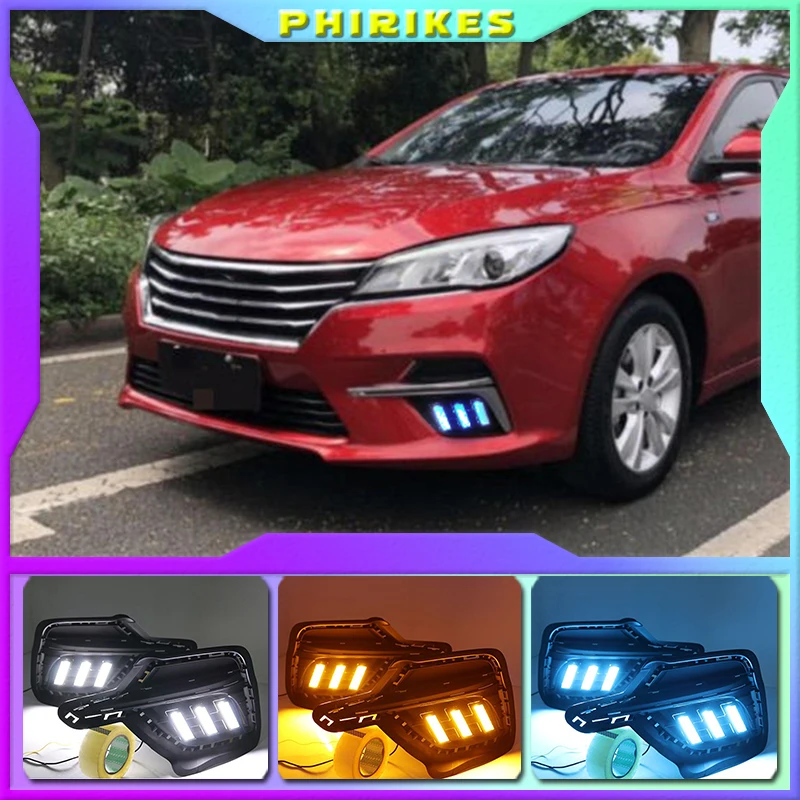 

For Roewe 360 Plus 2018 LED Daytime Running Lights DRL Fog Lamp with Yellow Turn Signal Lamp