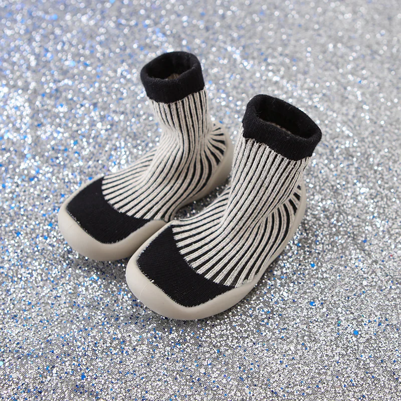 Детская обувь унисекс; обувь для малышей на мягкой резиновой подошве; нескользящие вязаные ботиночки - Цвет: CYZZ00S-B